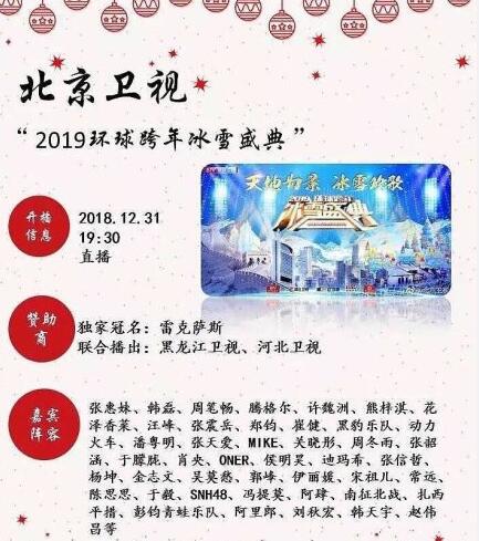 六大卫视跨年阵容曝光