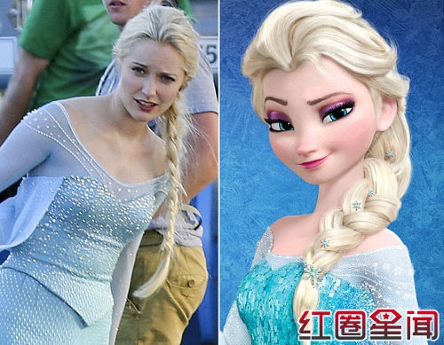 真人版冰雪女王乔治娜·海格对比照片