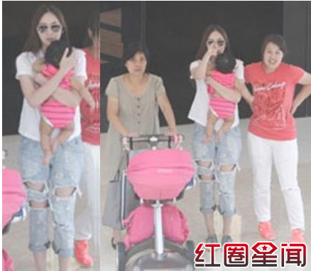吴佩慈带女儿出游