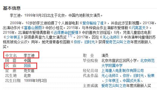 李兰迪是回族吗