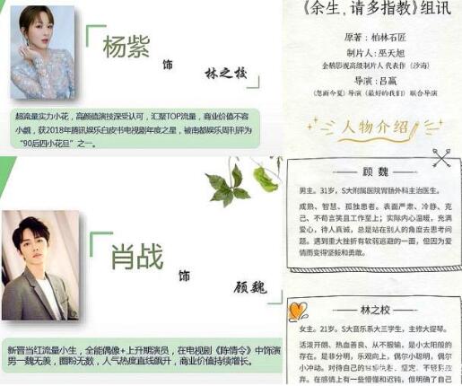 余生请多指教男女主角是肖战杨紫吗